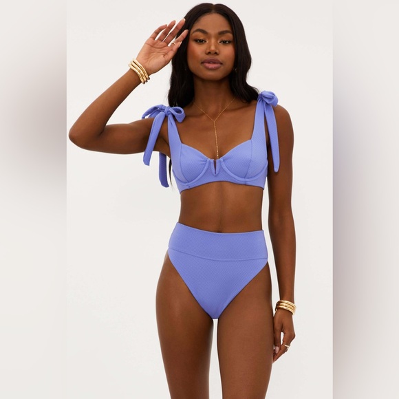 BEACH RIOT Blair Top Periwinkle Waffle, Size Small, $128 - Picture 3 of 10